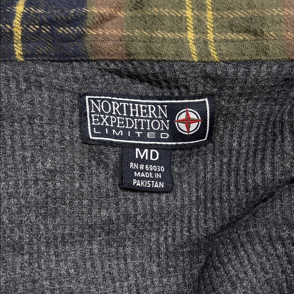 Northern Expedition Limited Men’s Green Plaid Heavyweight Zip Front Flannel MED - Picture 7 of 10